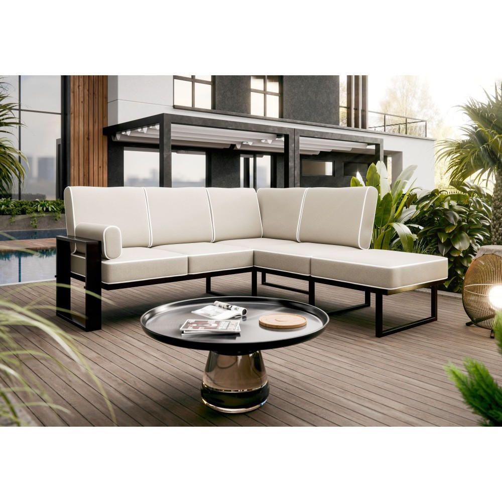 LOUNGEECKTEIL Verdino mit Metallrahmen 207 cm beige - Beige, Metall (207/90/199cm) - Beautysofa
