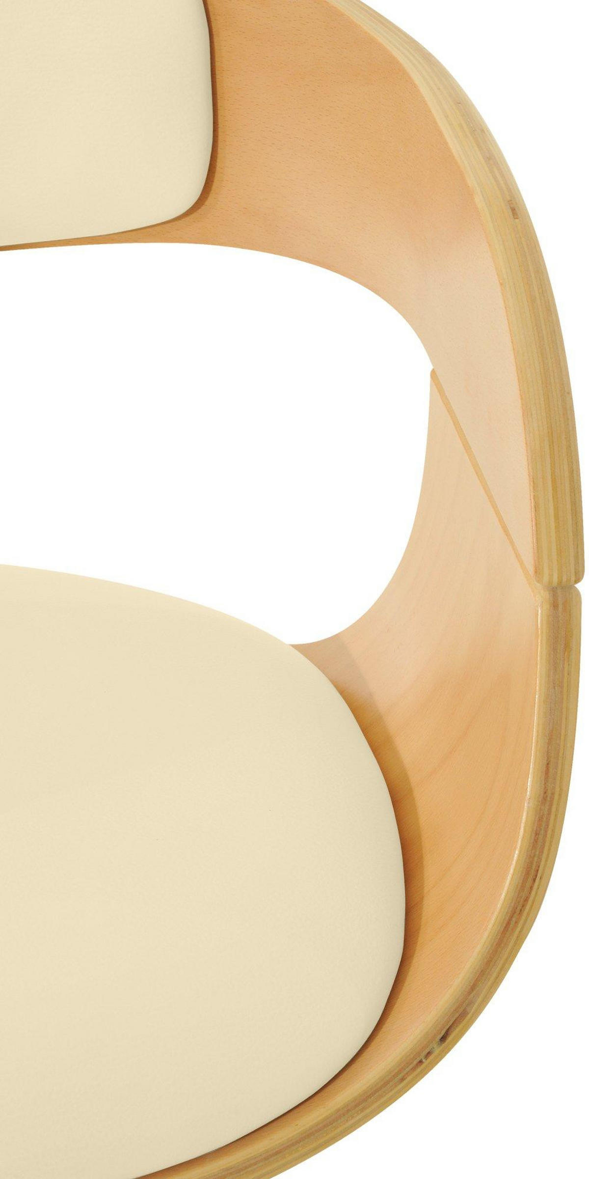 BARHOCKER Lederlook natura/creme - Eukalyptusholzfarben/Creme, Textil/Metall (50/88/48cm) - CLP