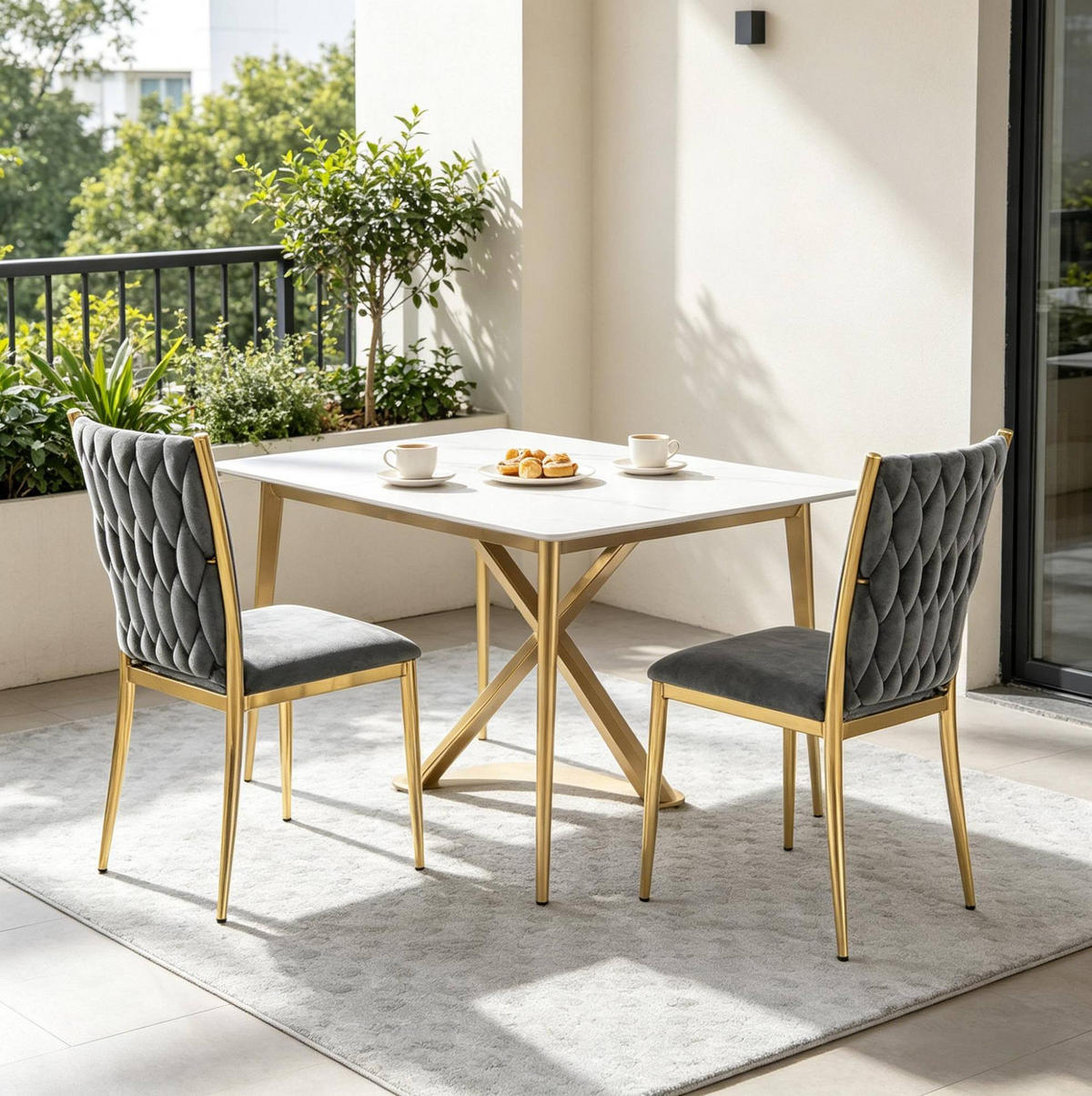 ESSSTUHL 2er-Set Samt Dunkelgrau/Gold 47 x 94,5 x 59,5 cm - Dunkelgrau, Metall (47/94.5/59.5cm) - Meubliv
