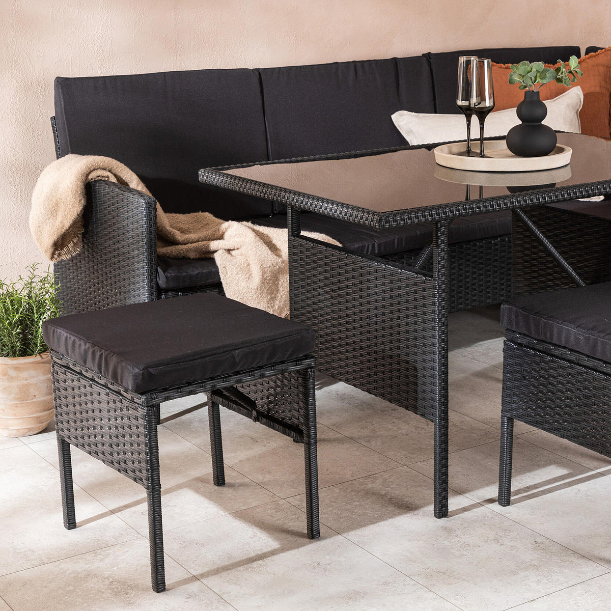 LOUNGESET - Schwarz, Kunststoff - home24