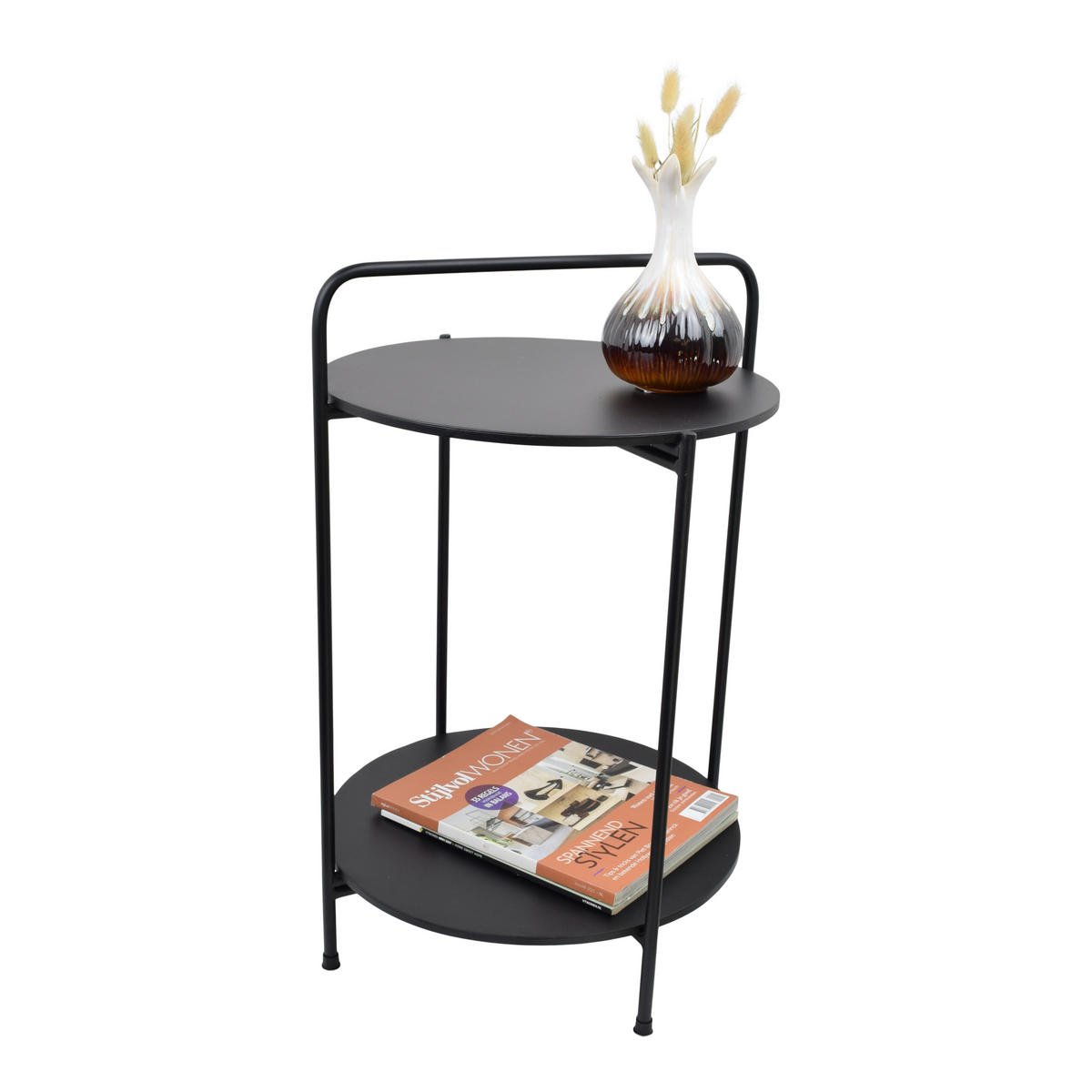 BEISTELLTISCH Fold Schwarz - Schwarz, Metall (45/45/68cm) - LOFT42