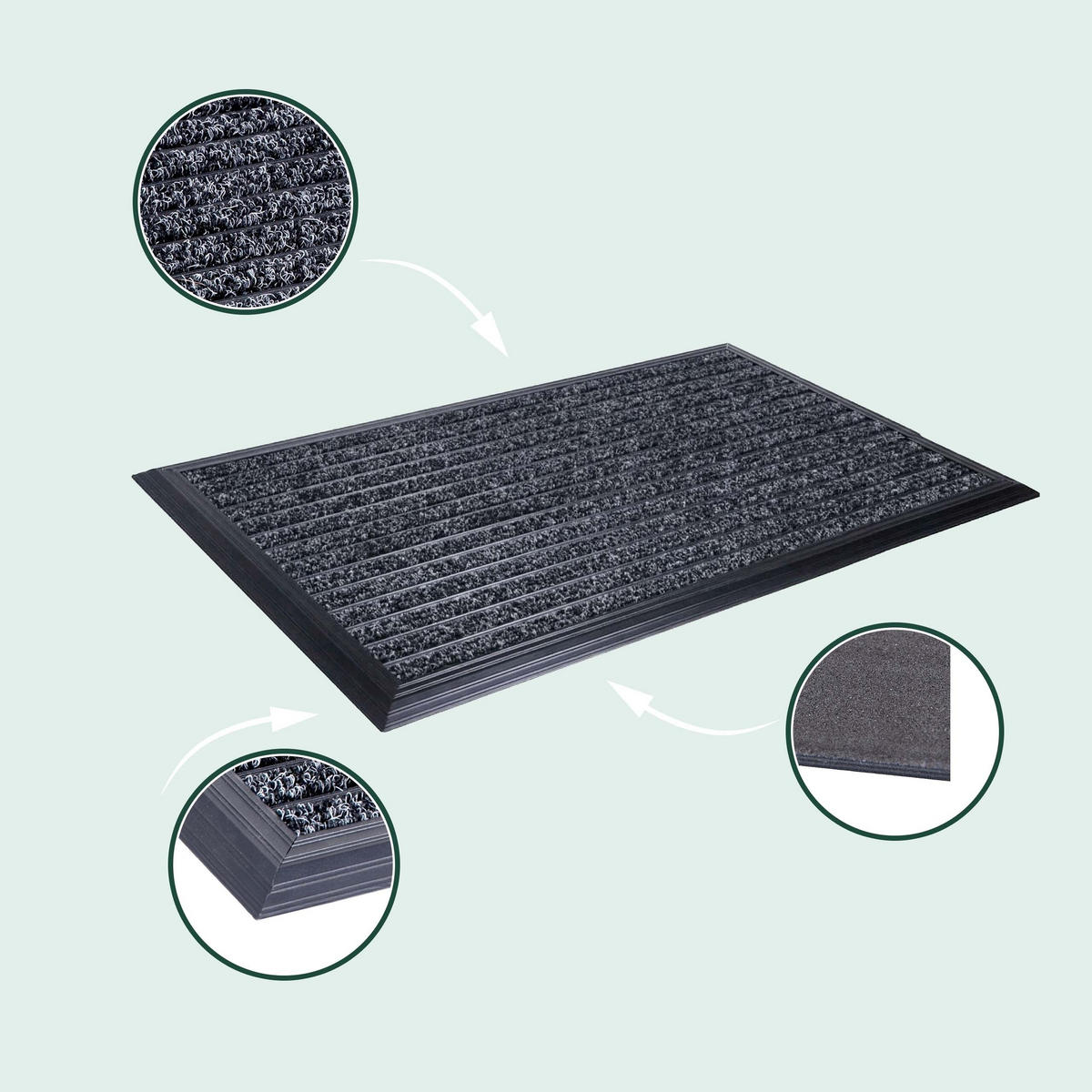 ROHOŽ - čierna, kov/textil (60/40cm) - Relaxdays