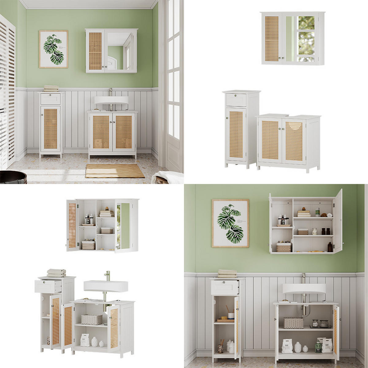 BADMÖBEL-SET Rosario Weiß 3 teilig - Weiß, Holzwerkstoff (60/58/35cm) - Vicco