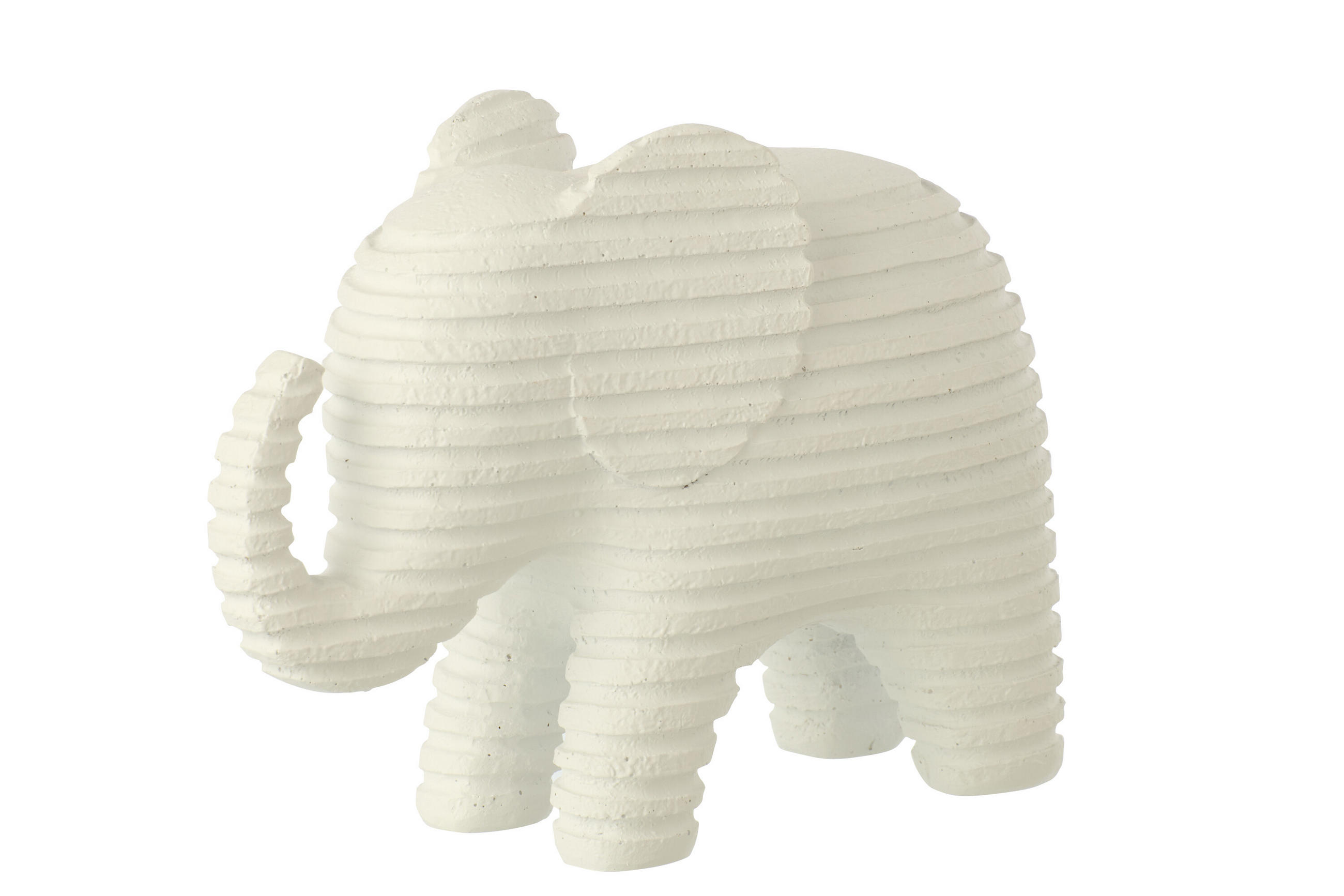 DEKOOBJEKT ELEFANT GESTREIFT Weiß - Weiß, Glas/Naturmaterialien (9/16.7/22.2cm) - J-Line