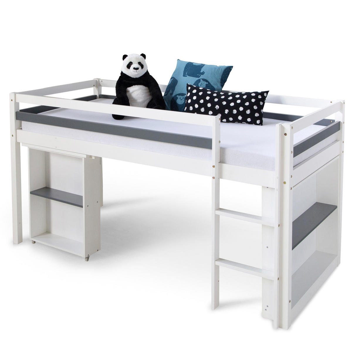 HOCHBETT 90/200 cm in weiß mit Schreibtisch - Weiß, Holz - Homestyle4u