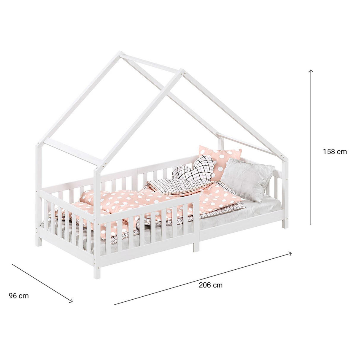 HAUSBETT CORA 90x200 cm weiß - Weiß, Holz (96/158/206cm) - IDIMEX