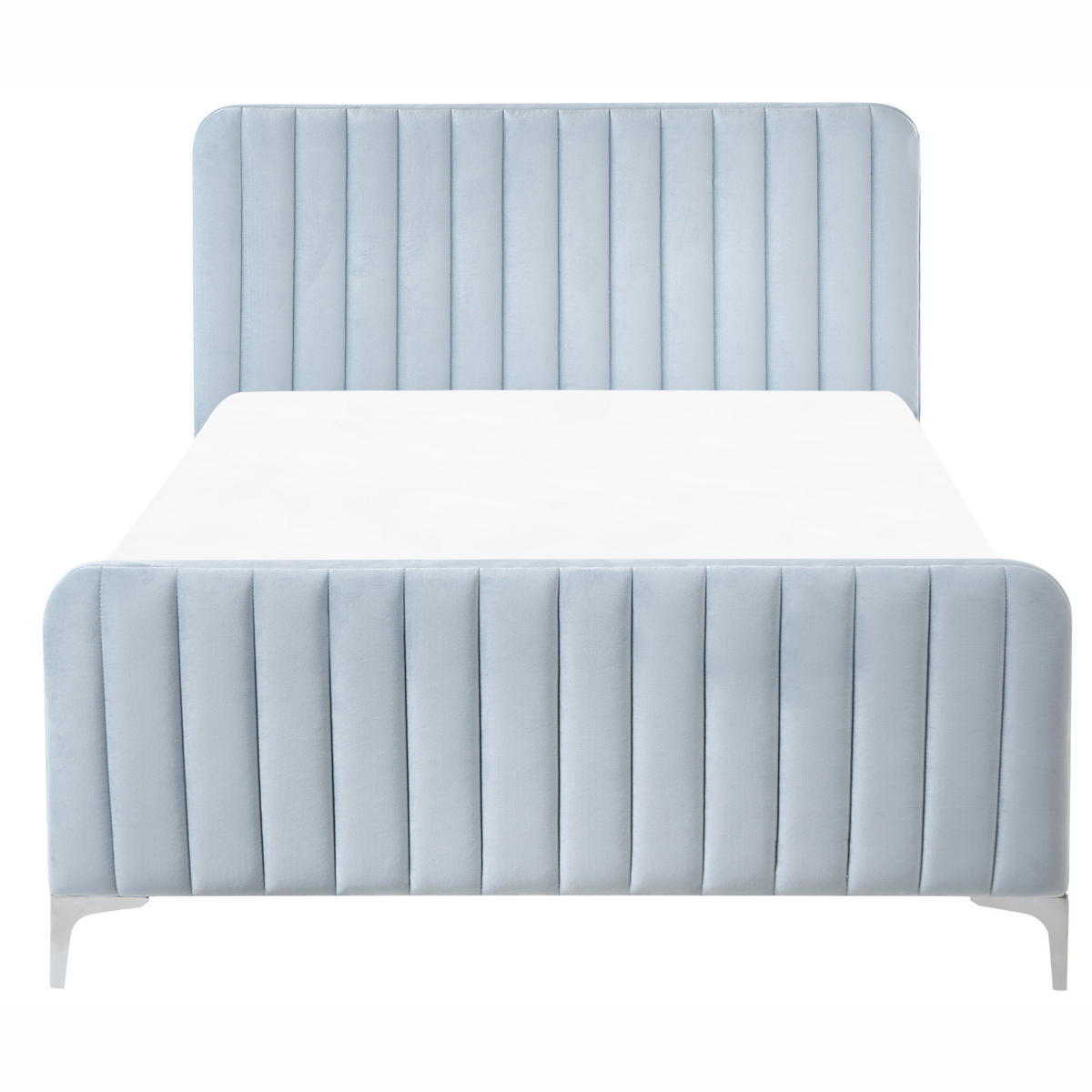 BETT mit Lattenrost 120/200 cm Hellblau Lunan - Blau/Silberfarben, Textil (120/200cm) - Beliani