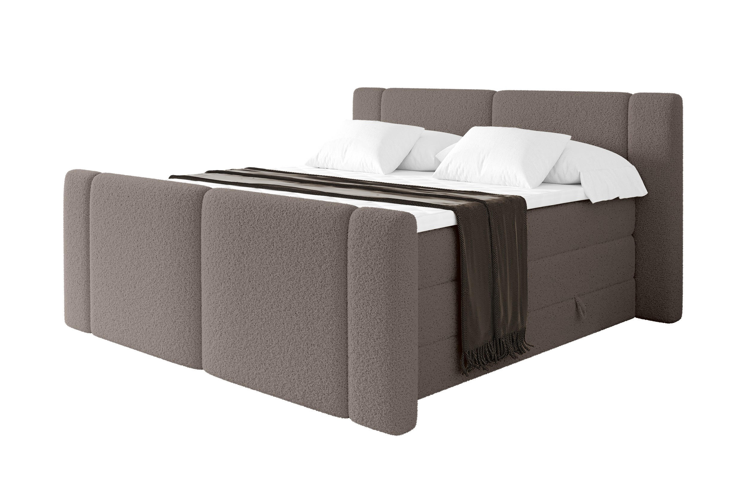BOXSPRINGBETT mit Matratze H3/H4 - EVON KING Zanozek - 140x200 cm Braun - Braun, Holzwerkstoff (140/200cm) - ALTDECOR