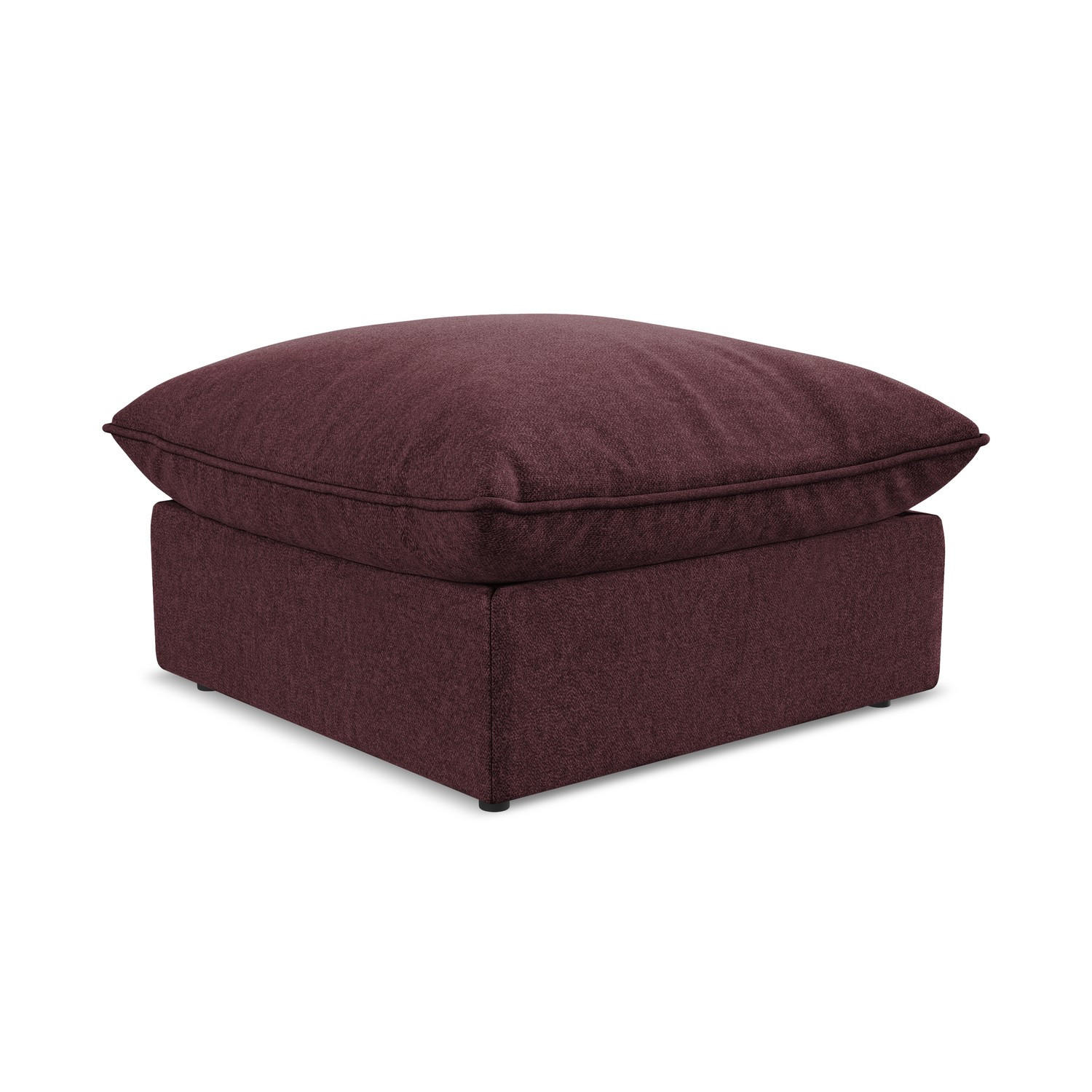 POUF Samt Stoff Rot - Bordeaux/Schwarz, Holzwerkstoff/Kunststoff (75/45/75cm) - LaMiaSofa
