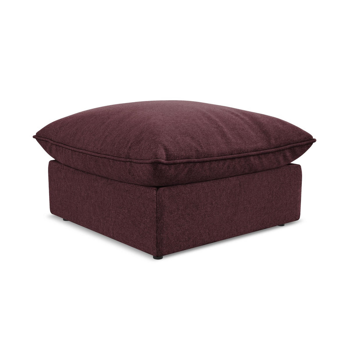 POUF Samt Stoff Rot - Bordeaux/Schwarz, Holzwerkstoff/Kunststoff (75/45/75cm) - LaMiaSofa