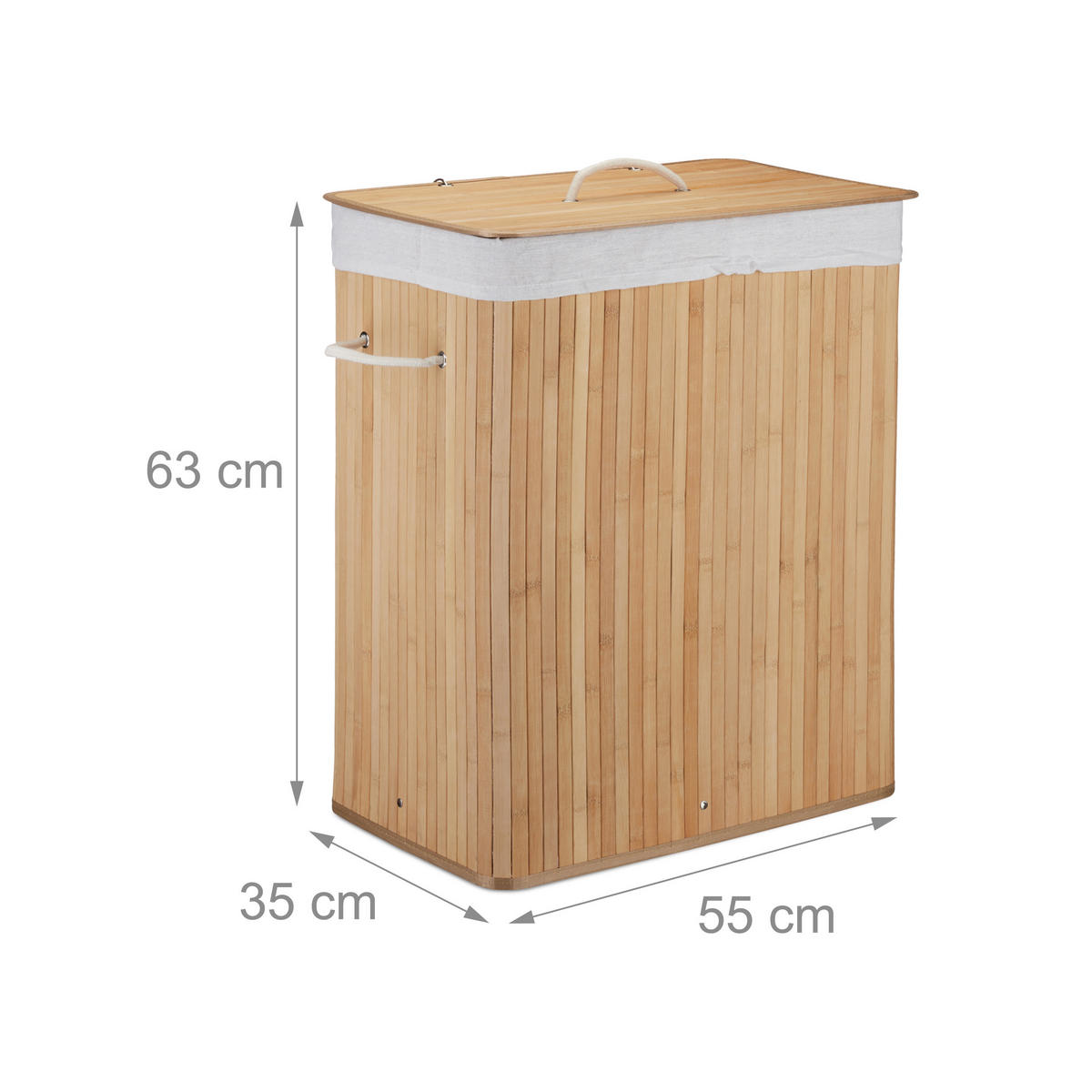 WÄSCHEKORB - Hellbraun, Holz/Textil (55/63/35cm) - Relaxdays