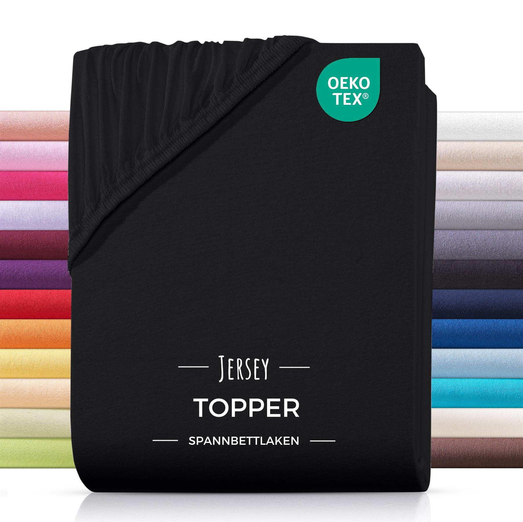 TOPPER-SPANNBETTLAKEN Jersey Bettlaken 160x200 cm Schwarz - Schwarz, Textil (160/200cm) - Carpe Sonno