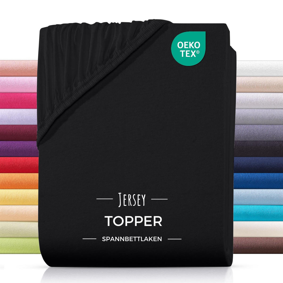 TOPPER-SPANNBETTLAKEN Jersey Bettlaken 140x200 cm Schwarz - Schwarz, Textil (140/200cm) - Carpe Sonno