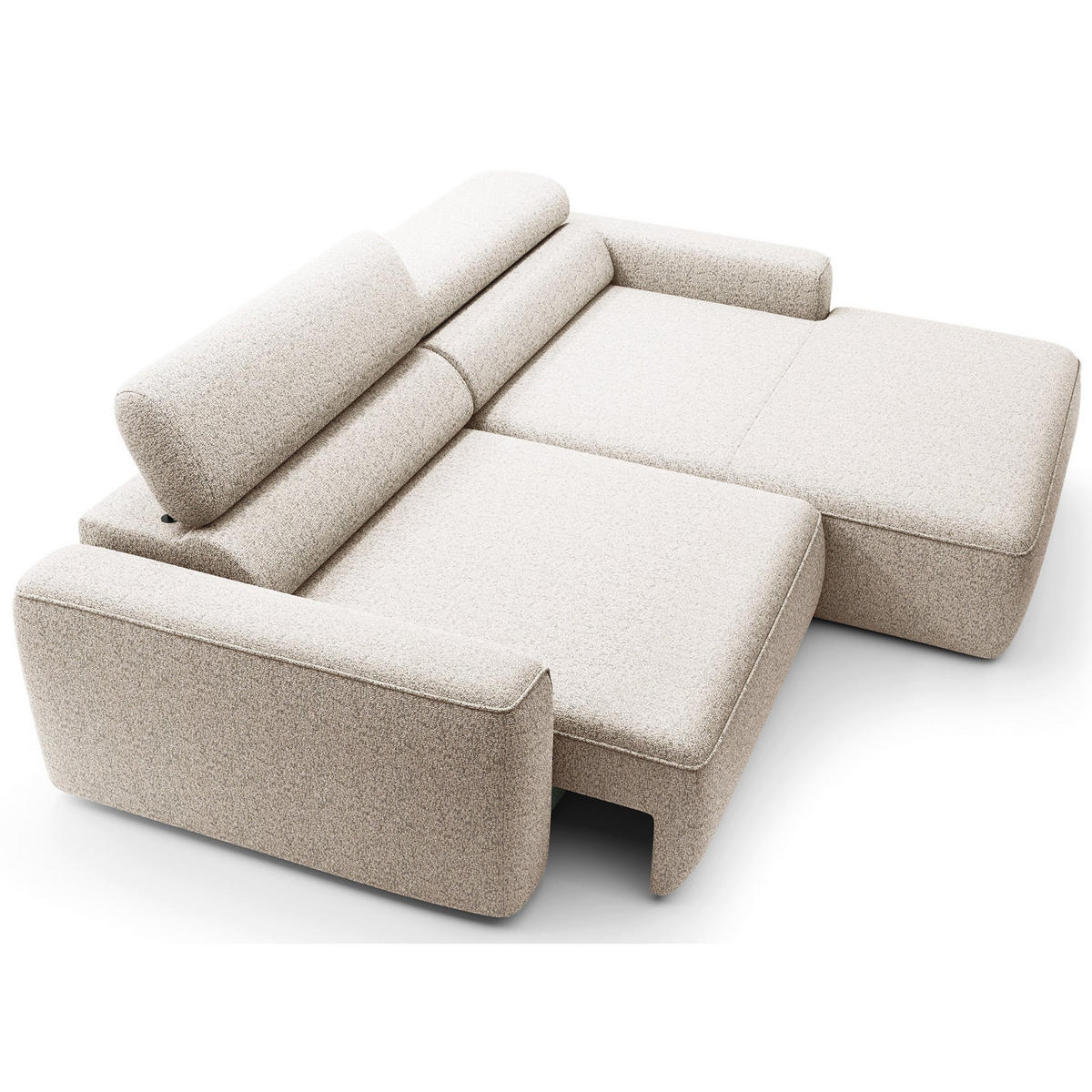 ECKSOFA Fando mit Schlaffunktion, L-Form, 4-Sitzer 252 cm, rechts Flechtstoff Hellbeige - Ecru/Schwarz, Holz/Kunststoff (182/252cm) - Selsey