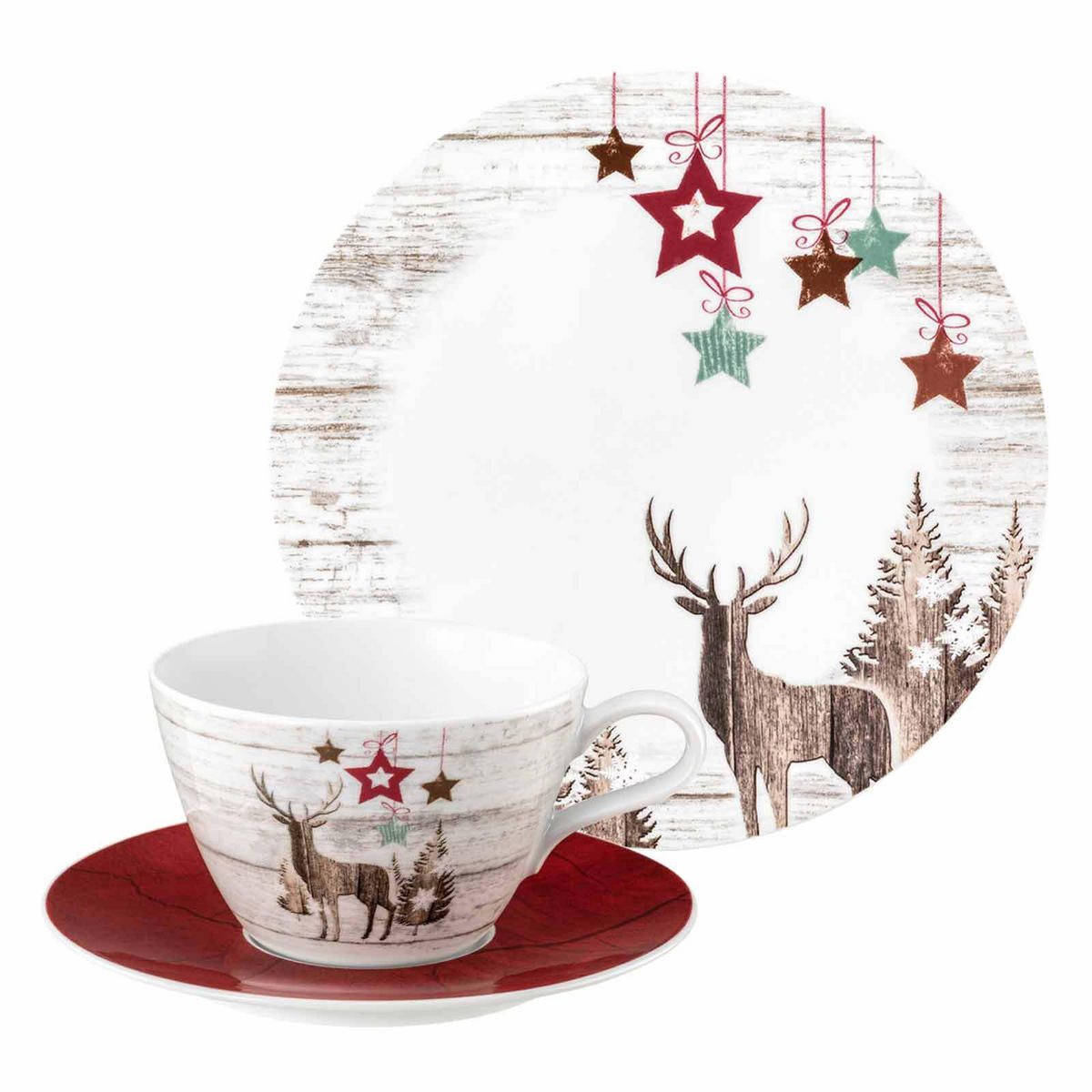 MILCHKAFFEESERVICE Life Christmas weiß-braun 18er Set - Weiß/Braun, Keramik (1/1/1cm) - Seltmann Weiden