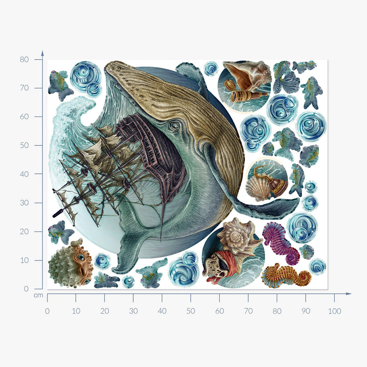 WANDAUFKLEBER 80x98cm - Märchenwelt - Multicolor, Kunststoff (80/98/0.1cm) - Wallfluent
