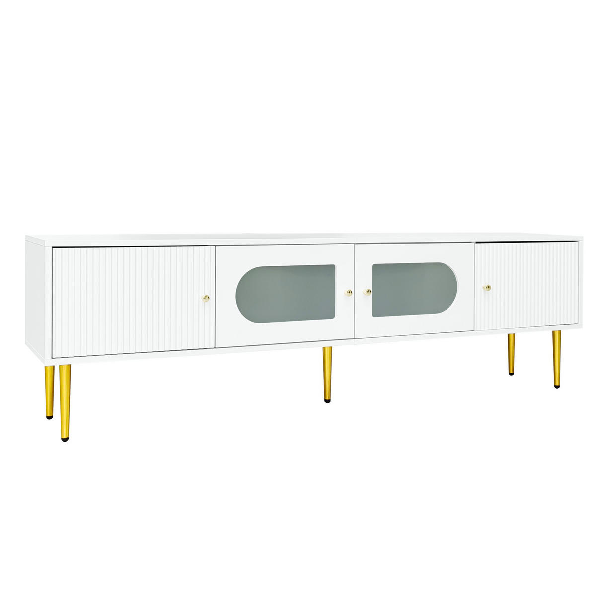 LOWBOARD 170/35/50 cm in Weiß aus Spanplatte mit 4 Türen und Kabelmanagement - Weiß, Holzwerkstoff (35/50/170cm) - OKMYHOME