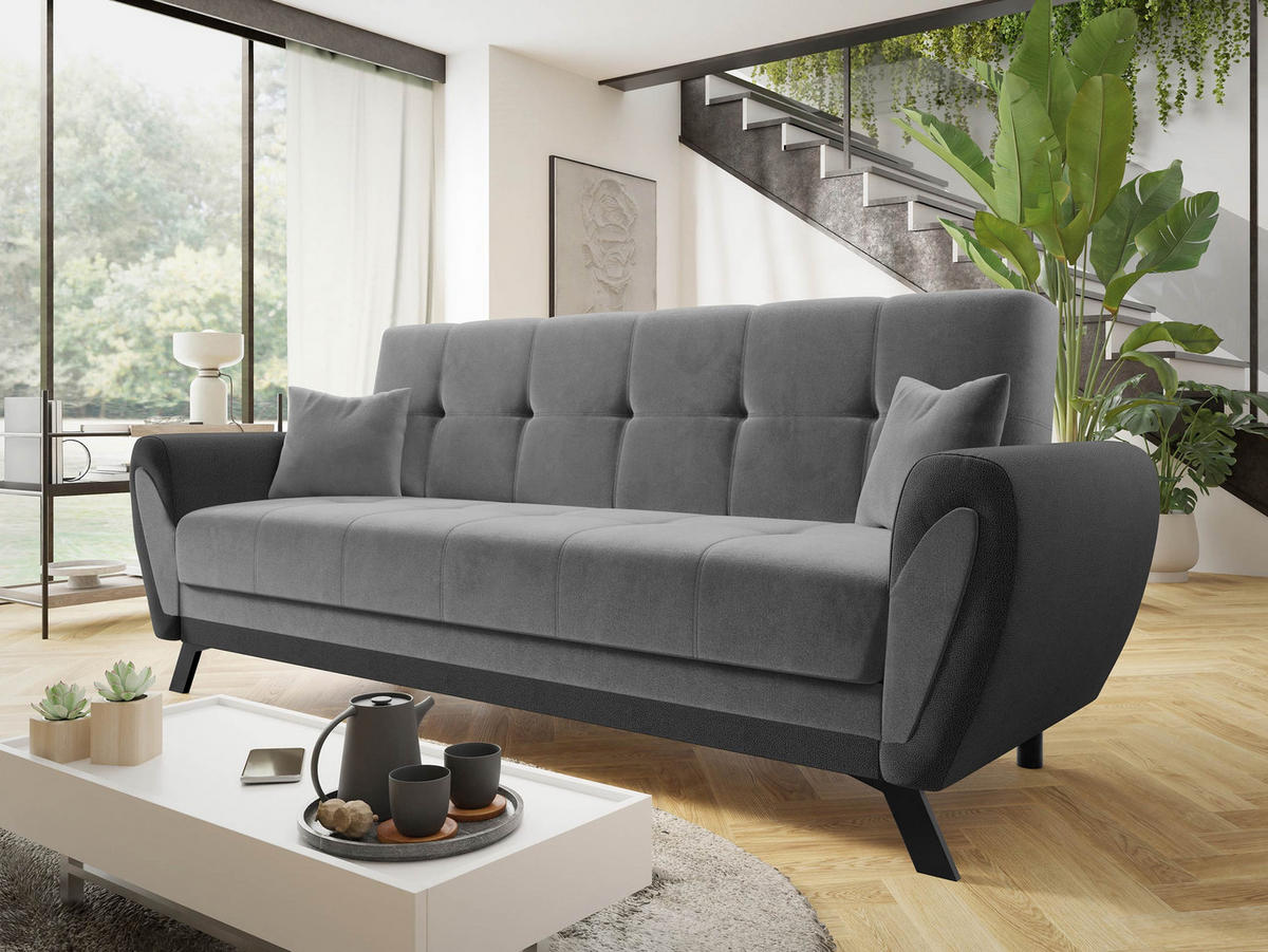 SCHLAFSOFA Kaja - Dunkelgrau/Hellgrau, Holz/Textil (228/93/90cm) - MIRJAN24