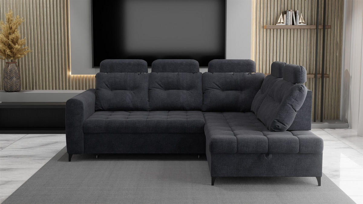 ECKSOFA Wendie - Dunkelgrau, Holzwerkstoff/Textil (250/200cm) - Fun Möbel