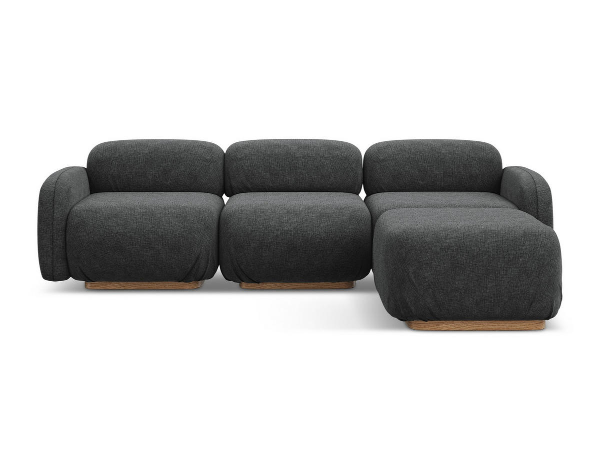 ECKSOFA Beidseitig Chenille Stoff Grau - Dunkelgrau/Braun, Holz/Textil (270/190cm) - Makamii