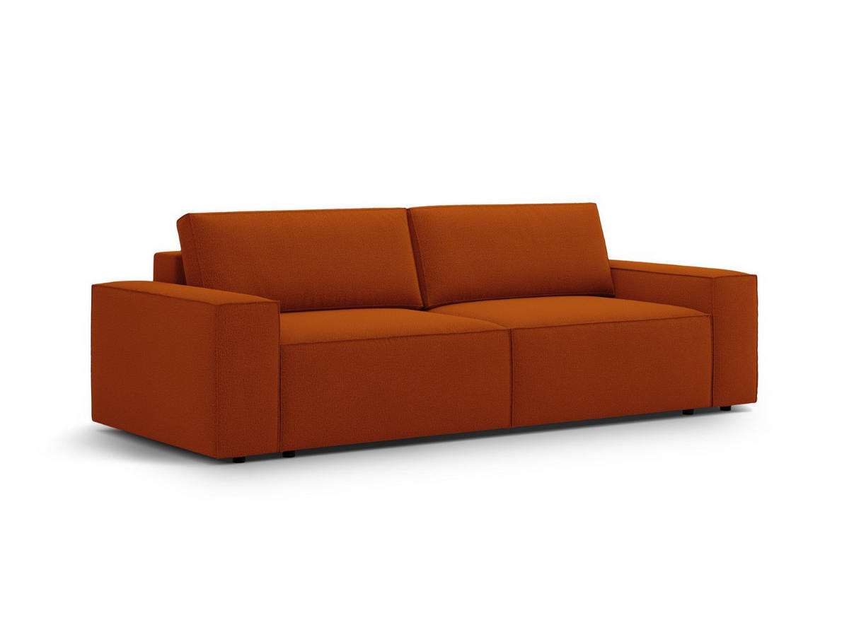 SOFA ausklappbar mit Bettkasten Jodie aus strukturiertem Stoff terrakotta 3 Sitzplätze - Terracotta, Textil (107/86/247cm) - Micadoni