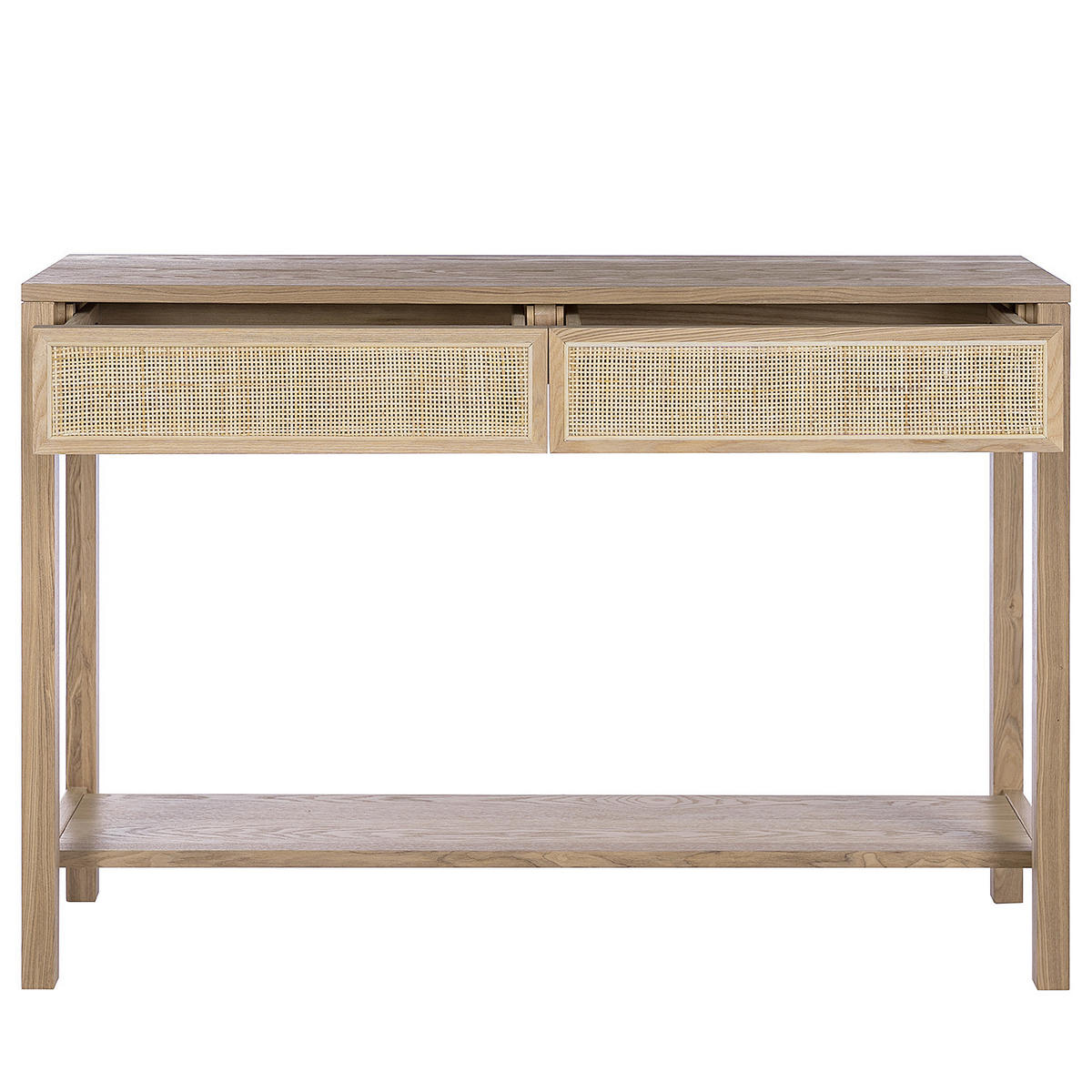 KONSOLENTISCH - Rattan / Eiche teilmassiv - Beige, Holzwerkstoff (35/110/75cm) - home24