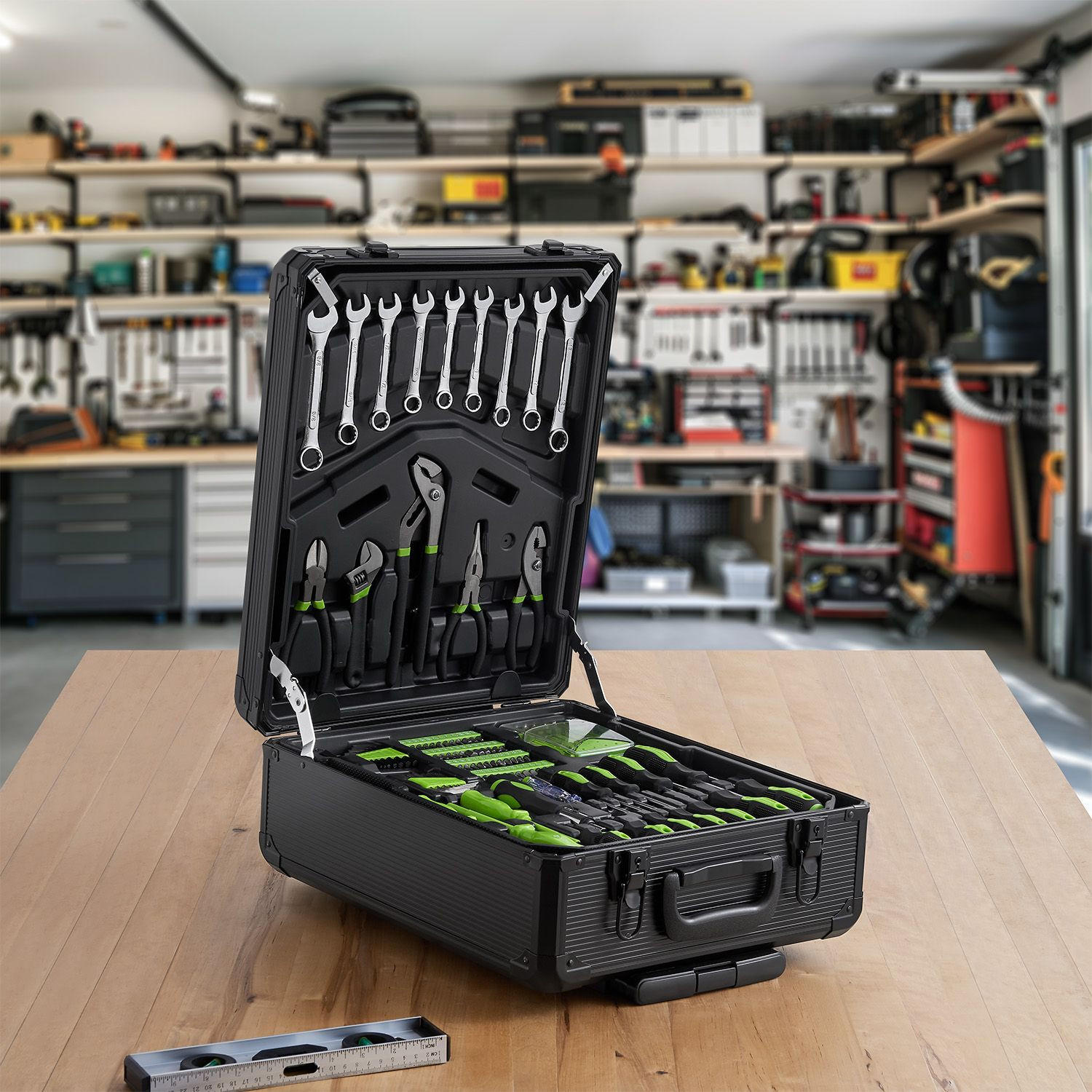 WERKZEUGKOFFER mit Trolley-Funktion (1200-tlg.) - Schwarz, Metall (37/18/45cm) - Juskys