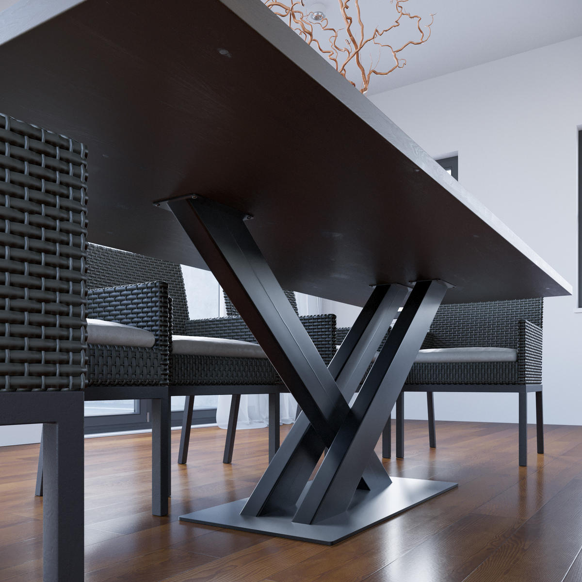 TISCHBEINE Thuban C Metall Schwarz 72cm - Schwarz, Metall (45/72/140cm) - Metalo Pro