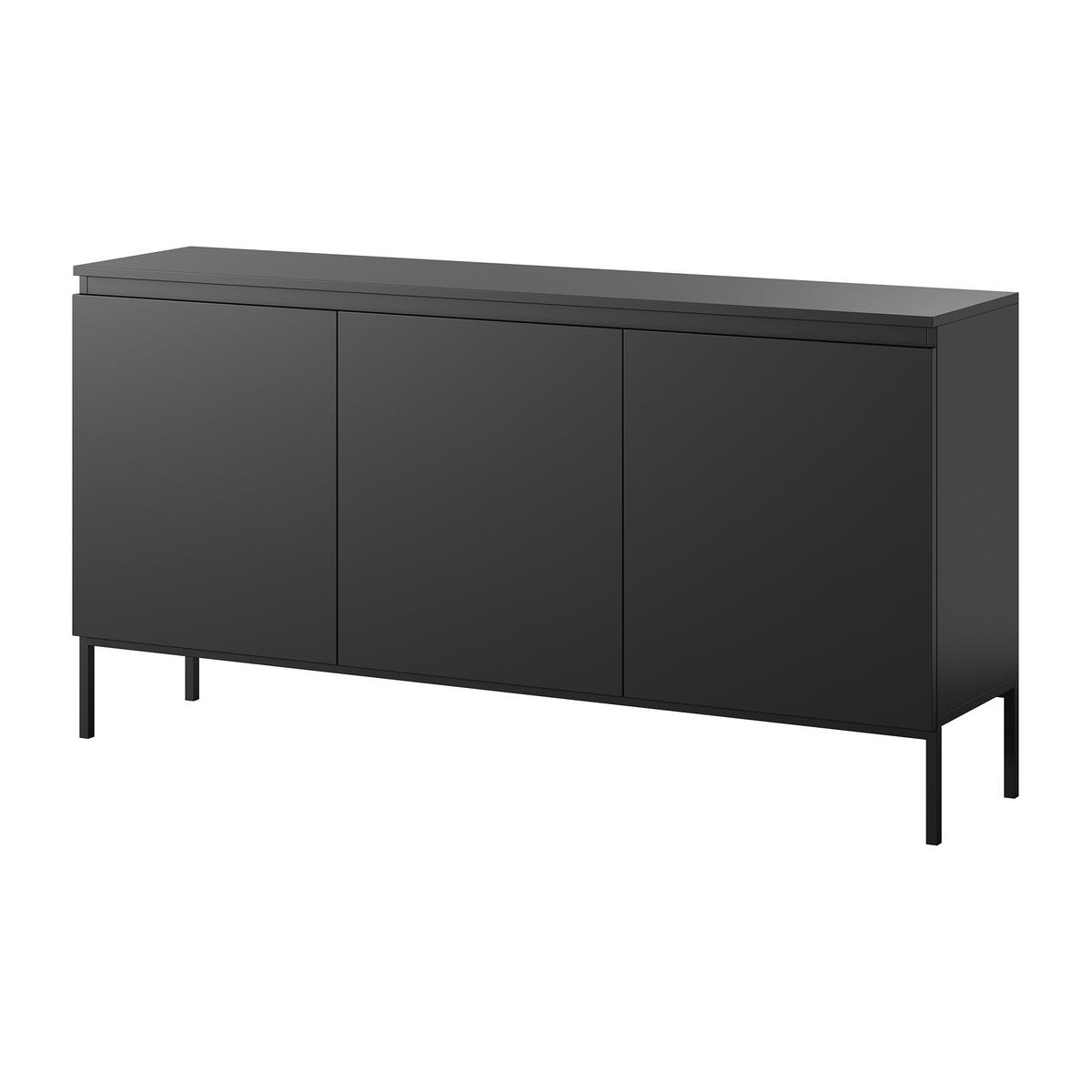SIDEBOARD Bemmi Schwarz mit schwarzen Beinen 3-türig 150 cm - Schwarz, Holzwerkstoff/Metall (150/77/35cm) - Selsey