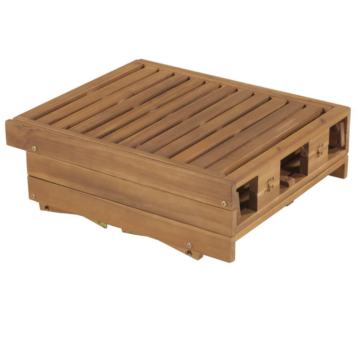 KLAPPBARE Sonnenliege mit Auflage Akazie Massivholz - Creme, Holz (61/86/200cm) - furnicato