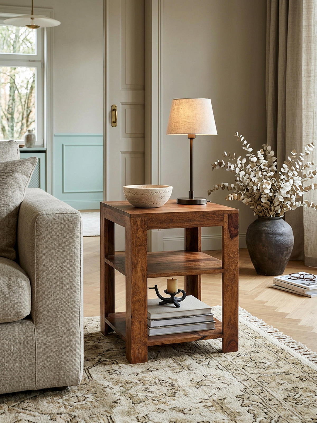 BÜCHERREGAL Massivholz Handgefertigt Pflegeleicht, Braun 44x44x60 cm - Braun, Holz (44/60/44cm) - KADIMA DESIGN