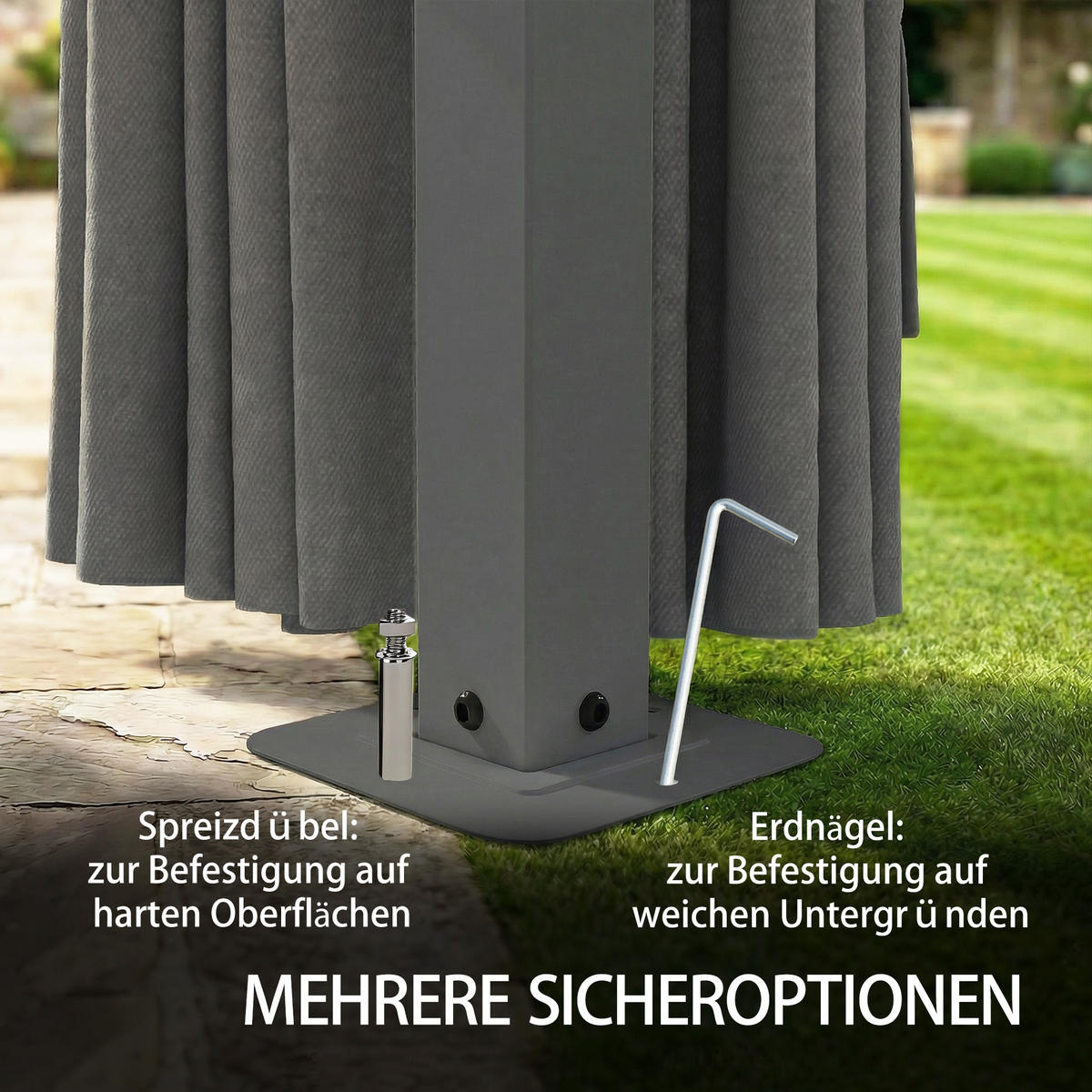 PAVILLON Metall Polyester Dunkelgrau - Dunkelgrau, Textil/Metall (294/255/394cm) - Outsunny