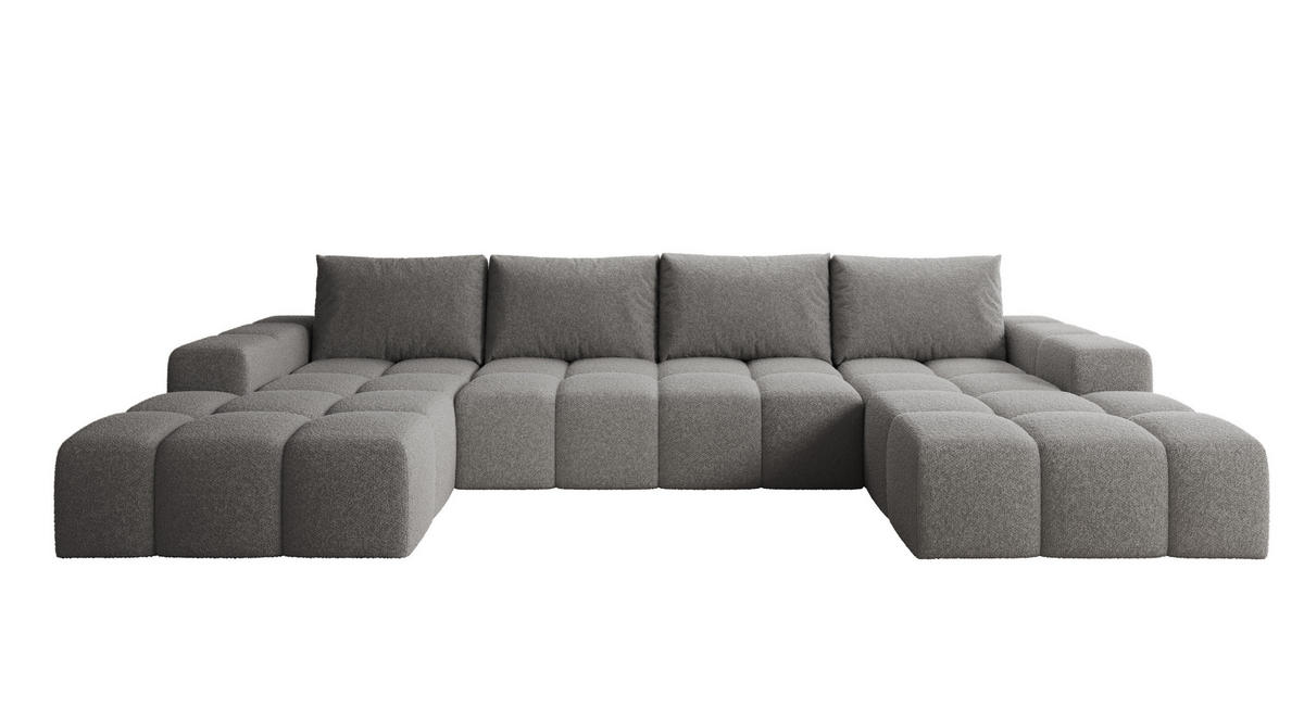 WOHNLANDSCHAFT Cento, Couch U-Form, Webstoff, 360x57x180 cm, Dunkelgrau - Grau, Holz (360/56/180cm) - PROMETO Möbel