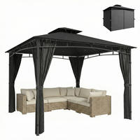 PAVILLON DE-12749 300/300 cm UV50+ wasserdicht mit Doppeldach Anthrazitgrau - Dunkelgrau, Metall (300/285/300cm) - ComfortXL