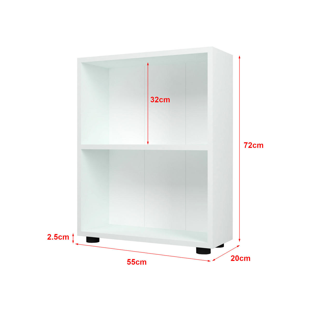 BÜCHERREGAL Vara - Weiß, Holzwerkstoff (55/72/20cm) - [en.casa]