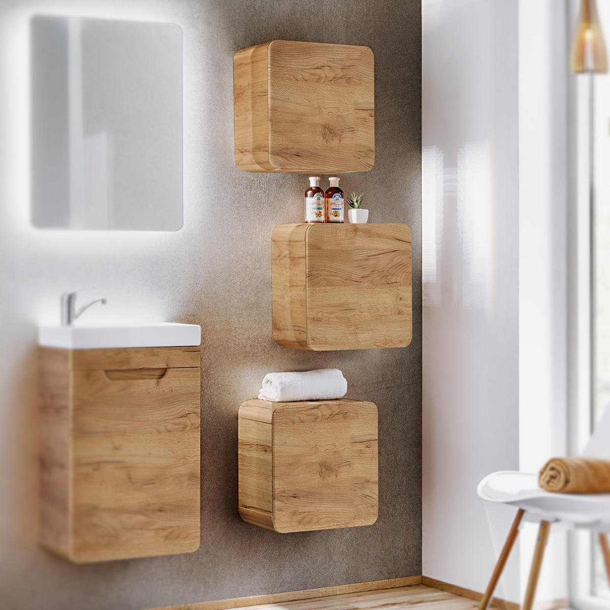 HÄNGESCHRANK ARVIDA SZK2 Kompakte Größe Eiche - Eichefarben, Holzwerkstoff (35/35/22cm) - Komodee