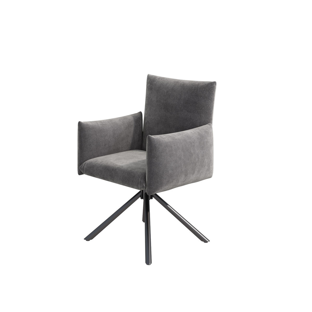 ESSZIMMERSTUHL 6er Set Drehstuhl Samt Grau Lordosenstütze - Grau, Textil (59.5/88/65cm) - FLIEKS