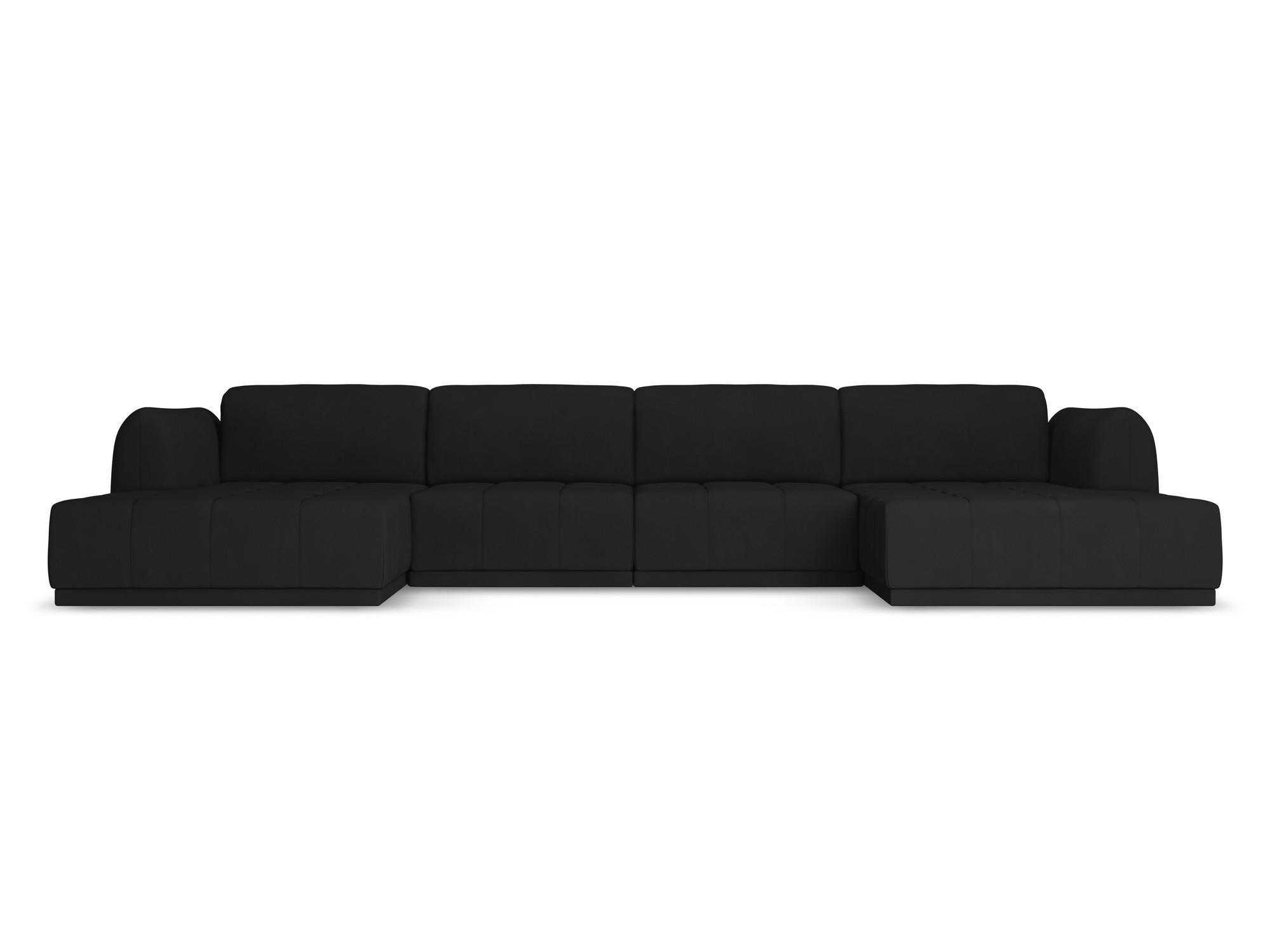 WOHNLANDSCHAFT Chenille Stoff Schwarz - Schwarz, Kunststoff/Textil (370/74/170cm) - Makamii