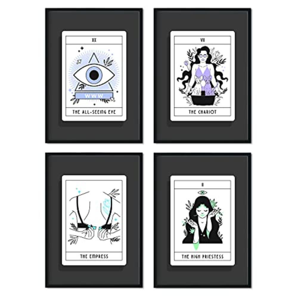 POSTER Set mit 4 Blättern in dunklen Tönen originellen Tarotkarten A4 Rahmenlos - Klar, Papier (29.7/3cm) - Nacnic