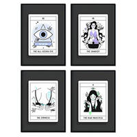 POSTER Set mit 4 Blättern in dunklen Tönen originellen Tarotkarten A4 Rahmenlos - Klar, Papier (29.7/3cm) - Nacnic