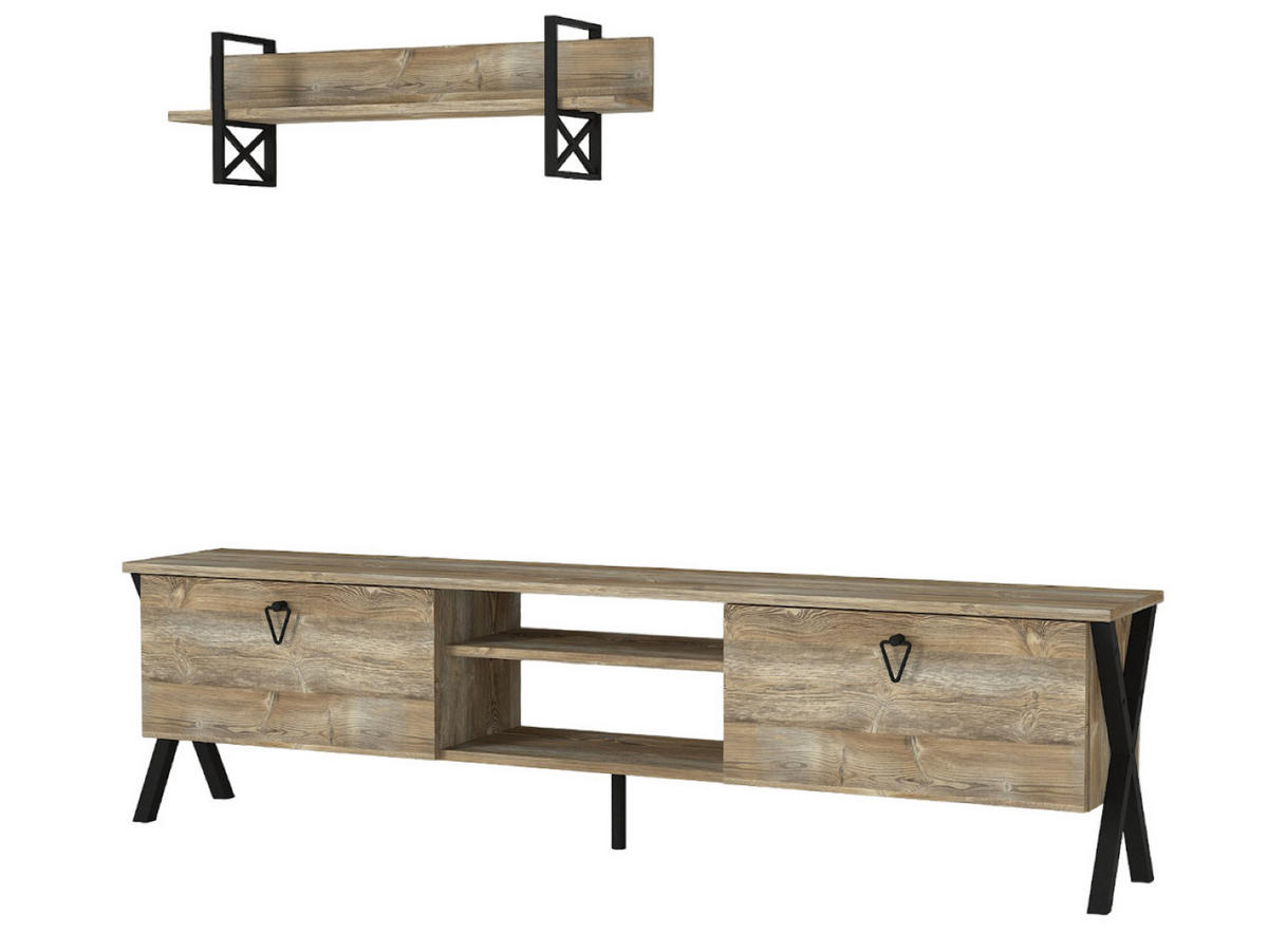 WOHNWAND Zeth Eiche - Eichefarben/Schwarz, Holzwerkstoff/Metall (180/46.8/31.5cm) - moebel17