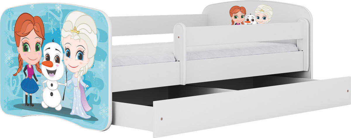 KINDERBETT Emily mit Schublade und Matratze, Weiß 70x140 cm - Blau/Weiß, Holzwerkstoff (140/70cm) - WFL GROUP