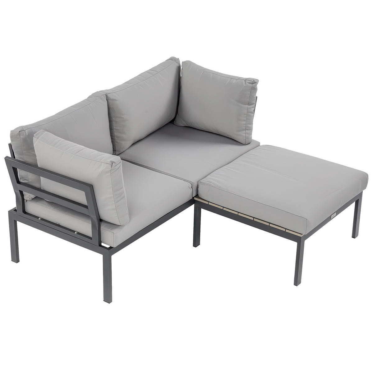 ZAHRADNÍ SESTAVA Santorini, modulární rohová pohovka s konferenčním stolkem, pozinkovaná ocel, pro 2 osoby - světle šedá, kov - Beautysofa