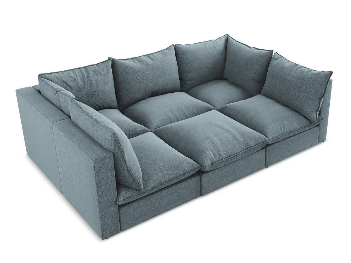 POUF Samt Stoff Grau - Schwarz/Grau, Holzwerkstoff/Kunststoff (75/45/75cm) - Makamii