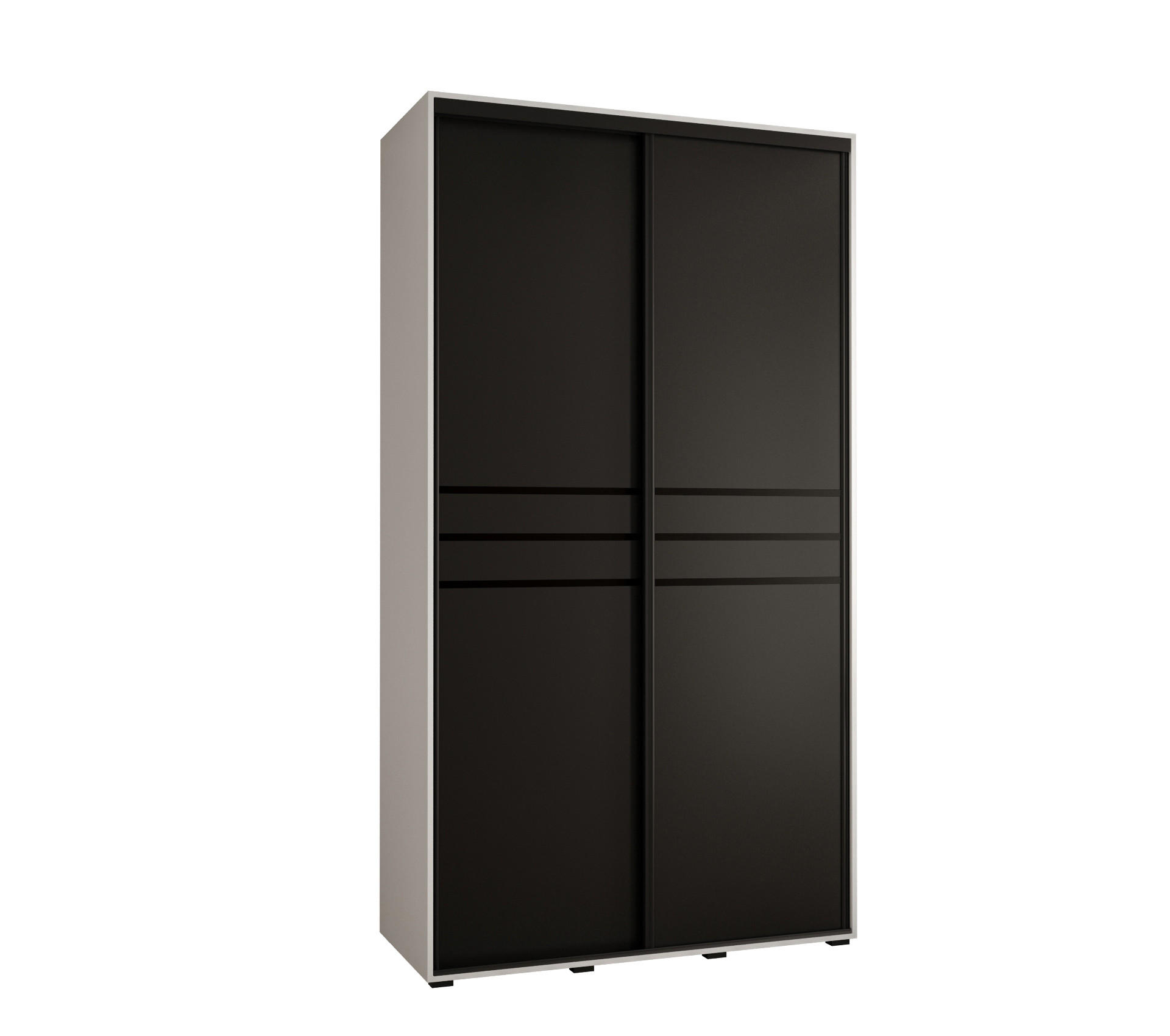Abiks Möbel Schwebetürenschrank Weiß, Schwarz, Schwarz 140x235x60 cm