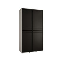 SCHWEBETÜRENSCHRANK 235,2/140/60 2-türig - Schwarz/Weiß, Holz/Metall (140/235/60cm) - Abiks Möbel