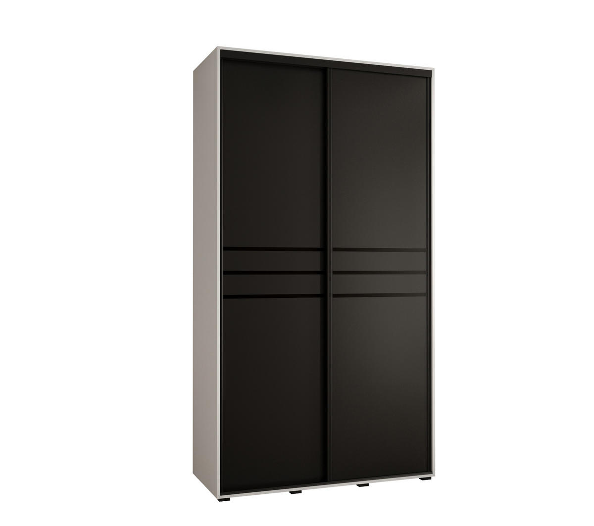 SCHWEBETÜRENSCHRANK 235,2/140/60 2-türig - Schwarz/Weiß, Holz/Metall (140/235/60cm) - Abiks Möbel