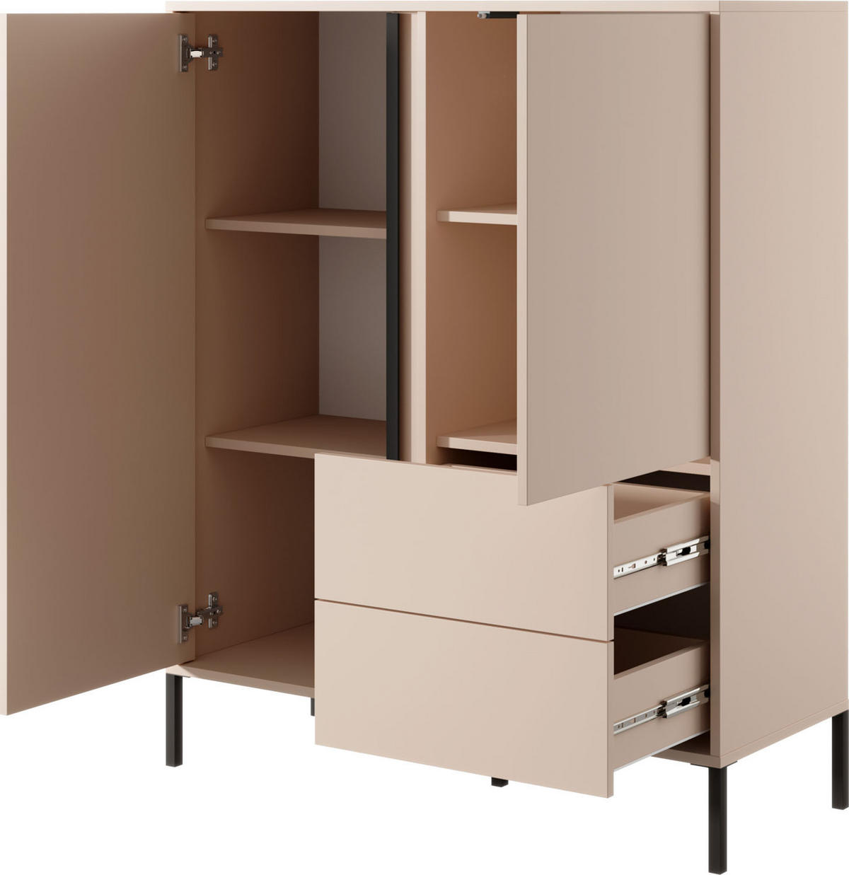 HIGHBOARD Donna in Beige 103/123/40 cm - Beige/Schwarz, Holzwerkstoff/Metall (103.3/123.4/39.5cm) - WFL GROUP