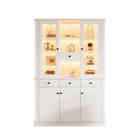 VITRINE 119,5x40x180 cm Weiß mit LED und 4 Schubladen - Weiß, Holzwerkstoff (119.5/180/40cm) - FLIEKS