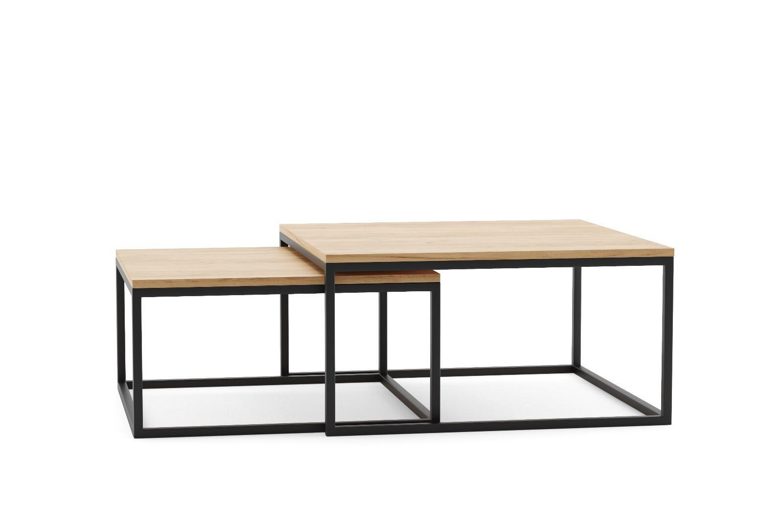 Furnlux Couchtisch Beige, Schwarz 76x39x76 cm